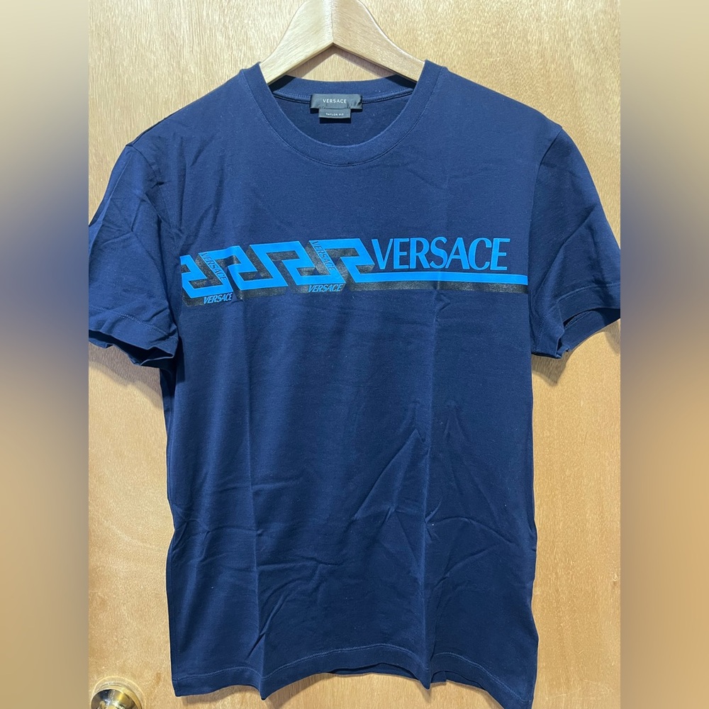 Versace Men's Dark Blue Graphic Tee